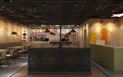 工业风汉堡快餐店3D模型下载